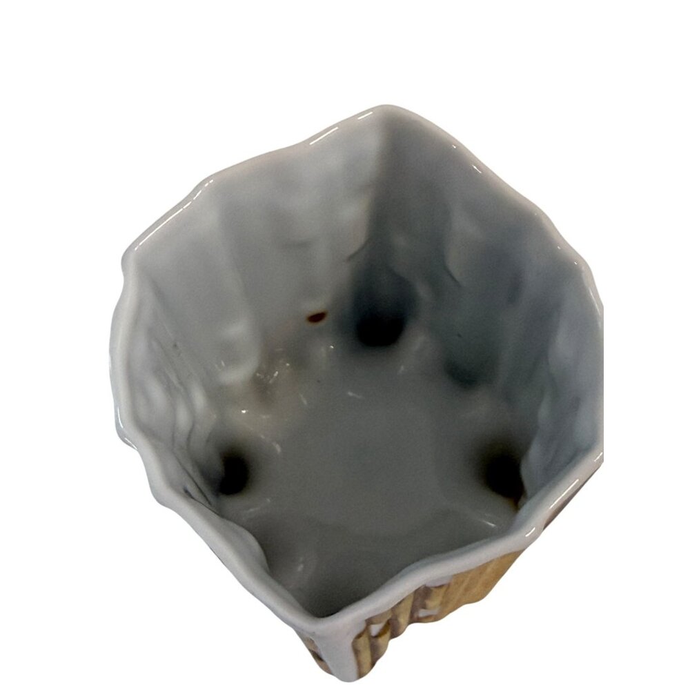 Vintage Hutschenreuther Germany Vase Mid Century Modern Gold Gray Ceramic 3” - Picture 6 of 11